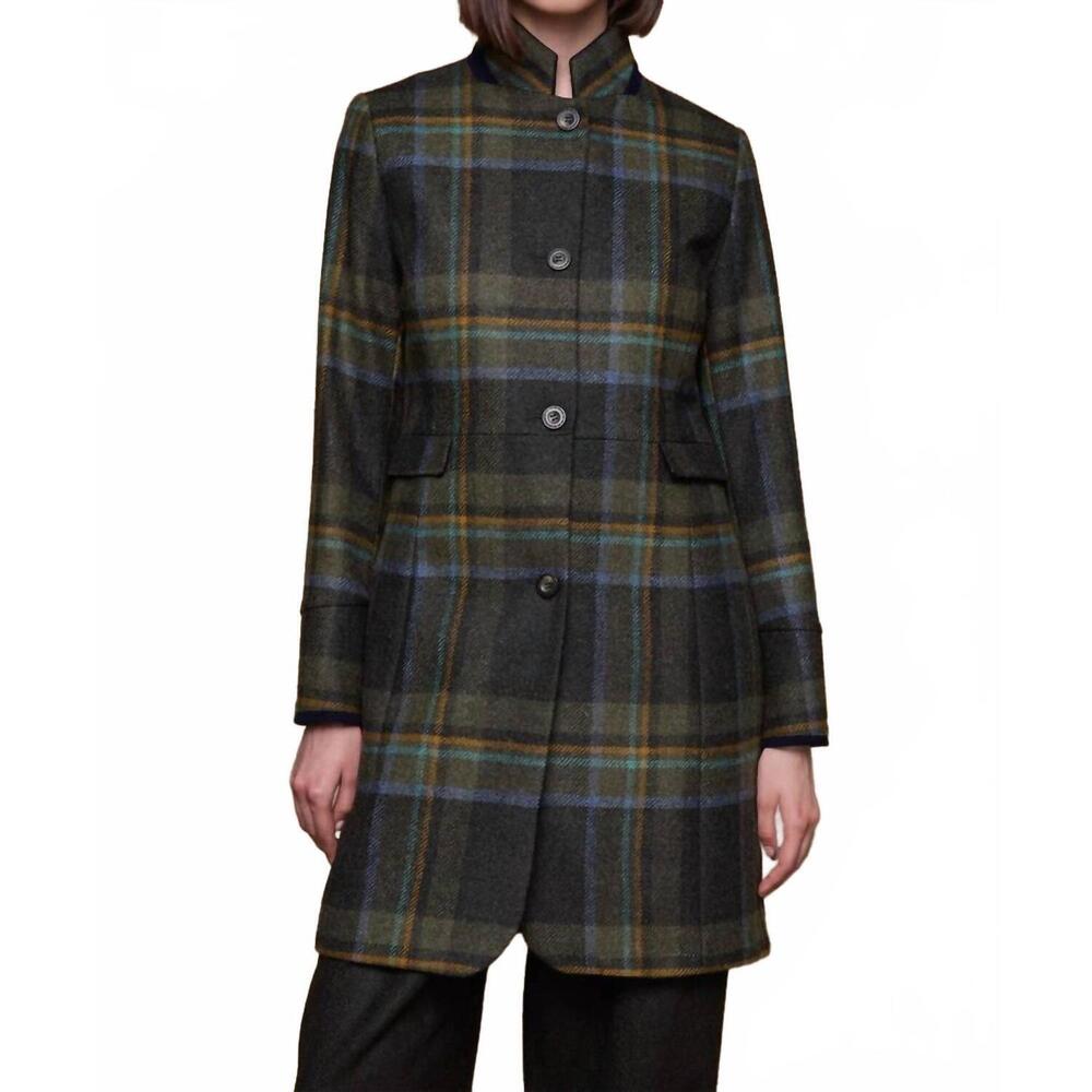 NEW JACK MURPHY pamela tweed coat in sage & emerald check